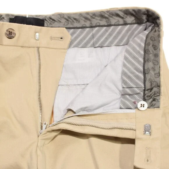Hiltl NWT Chinos / Casual Pants Size 32 US Dayne In Solid Beige Cotton Blend